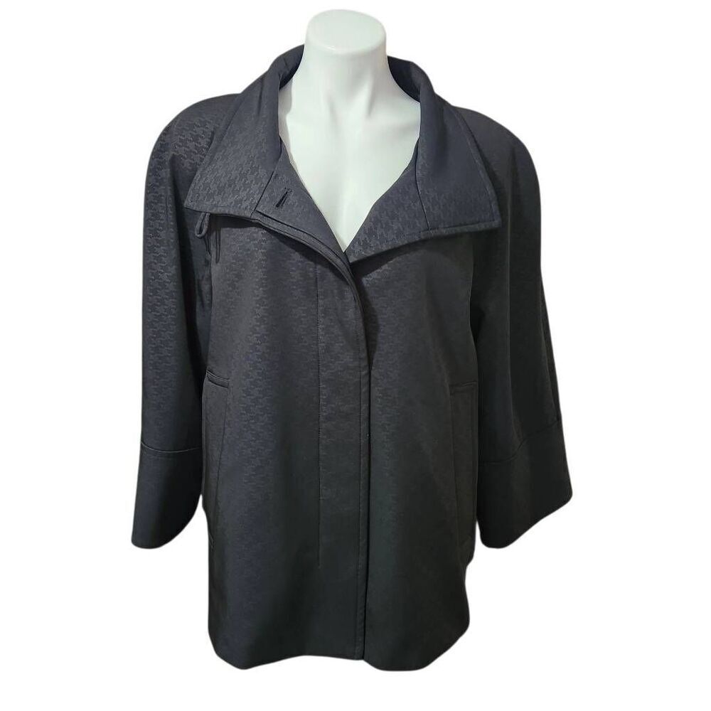 Platinum Utex jacket hidden buttons houndstooth black Size XL